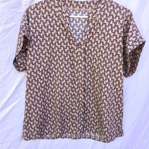 Patterned Short Sleeve Blouse